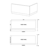 Nuie MDF Gloss Straight Front Bath Panel With Plinth – 1500mm, 1600mm & 1700mm, photo 3