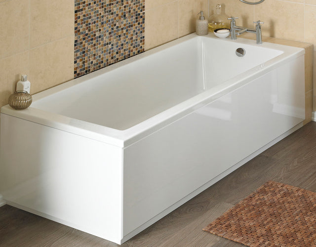 Nuie Fusion 800mm MDF Gloss End Bath Panel With Plinth – Gloss White