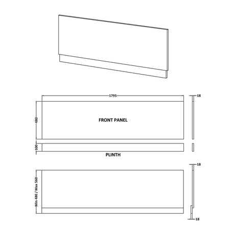 Nuie MDF Matt Front Bath Panel – 1700mm & 1800mm, photo 3