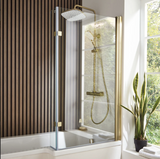 Kartell K-VIT Ottone 1400x820mm  L Shaped Bath Shower Screen -Brushed Brass (BRASS-LS)
