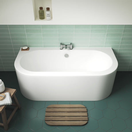 Nuie Shingle 1700 x 750mm Back To Wall Bath With Legs And Panel – White
