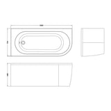 Nuie Crescent Curved Corner Bath With Legs And Panel – 1600mm & 1700mm, photo 4