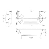 Nuie Crescent Curved Corner Bath With Legs And Panel – 1600mm & 1700mm, photo 5