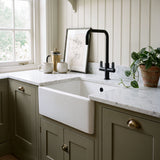 Nuie Fireclay Single Bowl Butler Sink With Offset Waste And Overflow – 595 x 450mm & 795 x 500mm