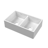 Nuie 795 x 500mm Fireclay Double Bowl Butler Sink With Stepped Weir And Overflow – White, photo 2