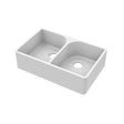 Nuie 795 x 500mm Fireclay Double Bowl Butler Sink With Offset Waste And Full Weir – White, photo 2