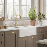 Nuie 795 x 500mm Fireclay Double Bowl Butler Sink With Offset Waste And Full Weir – White, photo 4