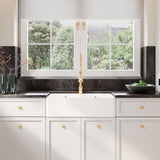 Nuie 795 x 500mm Fireclay Double Bowl Butler Sink With Full Weir And Overflow – White