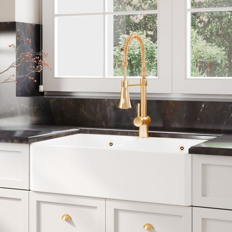 Nuie 795 x 500mm Fireclay Double Bowl Butler Sink With Full Weir And Overflow – White, photo 4