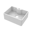 Nuie 595 x 450mm Fireclay 1 Tap Hole Single Bowl Butler Sink With Offset Waste And Overflow – White, photo 2