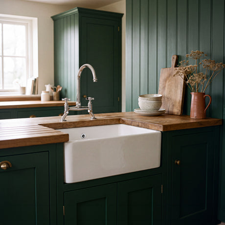 Nuie Fireclay Single Bowl Traditional Thick Walled Butler Sink – 595 x 450mm & 795 x 500mm