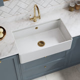 Nuie 795 x 460mm Fireclay Single Bowl Butler Sink With Ledge – White, photo 4