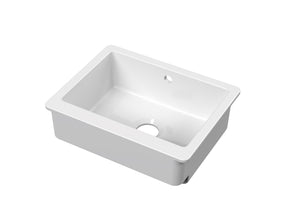 Nuie 595 x 460mm Fireclay Single Bowl Overmount Butler Sink – White, photo 2