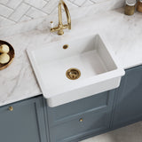 Nuie 595 x 460mm Fireclay Single Bowl Overmount Butler Sink – White, photo 4
