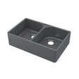 Nuie 795 x 500mm Fireclay Double Bowl Butler Sink With Full Weir and Offset Waste – Soft Black, photo 2