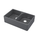 Nuie 795 x 500mm Fireclay Double Bowl Butler Sink With Full Weir and Offset Waste – Soft Black, photo 2