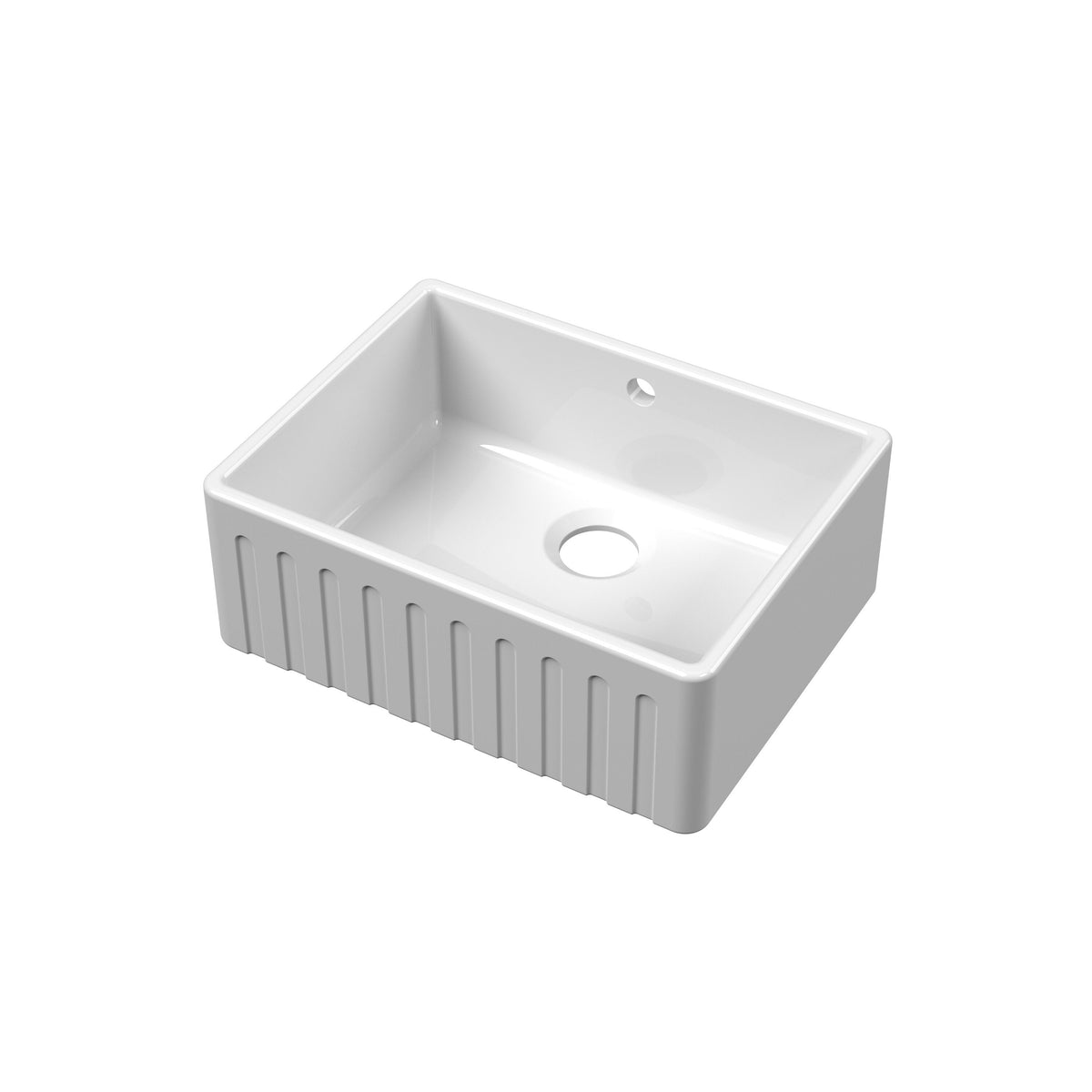 Nuie Fireclay Single Bowl Fluted Butler Sink With Offset Waste And Overflow – 595 x 450mm & 795 x 500mm, photo 2