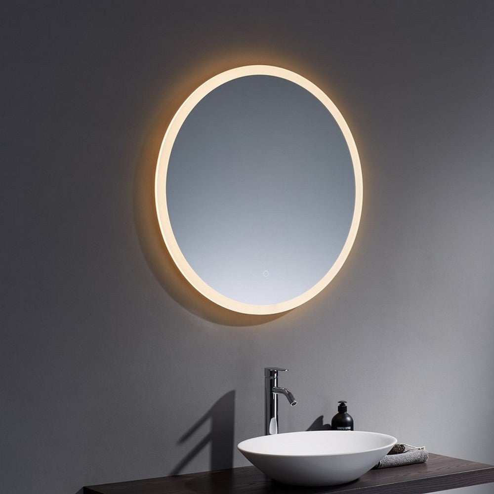 Kartell K-VIT Burleigh 800mm Round Mirror with White Acrylic Edge (BUW80)