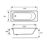 Kartell K-VIT Proton 1700mm x 700mm x 510mm Contract Single Ended Bath (BAT1700PRO)