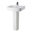 Nuie Bliss 1 Tap Hole Ceramic Basin & Pedestal – 520mm & 600mm, photo 2
