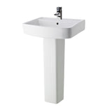Nuie Bliss 1 Tap Hole Ceramic Basin & Pedestal – 520mm & 600mm, photo 2
