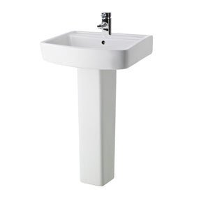 Nuie Bliss 1 Tap Hole Ceramic Basin & Pedestal – 520mm & 600mm, photo 2