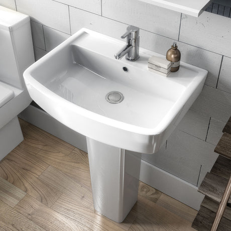 Nuie Bliss 520mm 1 Tap Hole Ceramic Basin & Semi Pedestal – White