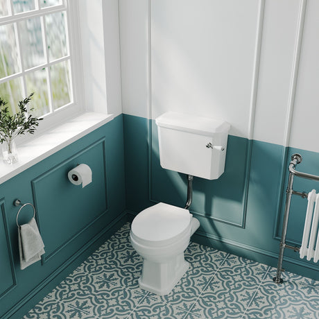 Nuie Carlton Traditional Low Level Toilet With Cistern & Flush Pipe – White, photo 4