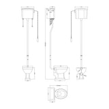 Nuie Carlton Traditional High Level Pan, Cistern & Flush Pipe Kit – White, photo 3