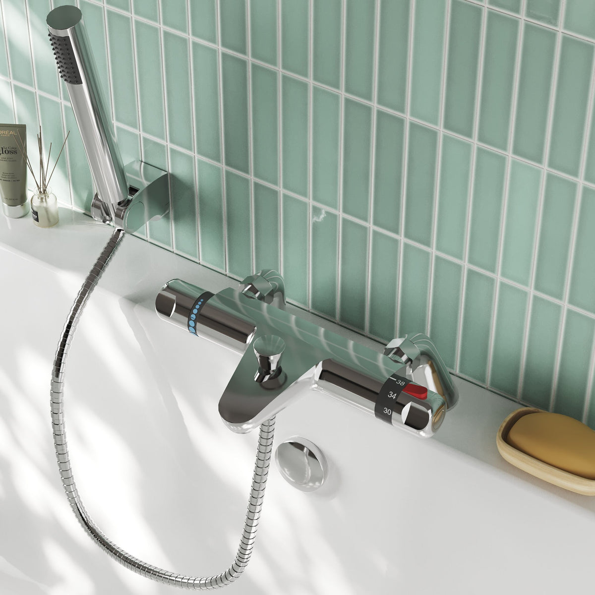 Nuie Thermostatic Bath Shower Mixer – Chrome, photo 4