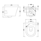 Nuie 5in1 Round Wall Hung Pan & Concealed Cistern – Matt Black White, photo 2