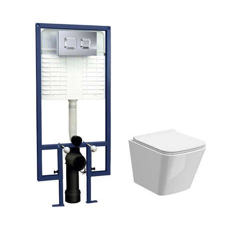 Nuie 5in1 Round Wall Hung Pan & Concealed Cistern With Cistern – White/Chrome, White or White Brushed Brass