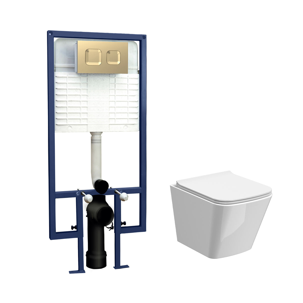 Nuie 5in1 Round Wall Hung Pan & Concealed Cistern With Cistern – White/Chrome, White or White Brushed Brass, photo 3