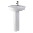 Nuie Harmony 500mm 1 Tap Hole Ceramic Basin & Pedestal – White, photo 2