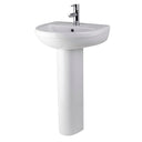 Nuie Harmony 500mm 1 Tap Hole Ceramic Basin & Pedestal – White, photo 2