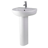 Nuie Harmony 500mm 1 Tap Hole Ceramic Basin & Pedestal – White, photo 2