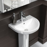 Nuie Harmony 500mm 1 Tap Hole Ceramic Basin & Pedestal – White, photo 4