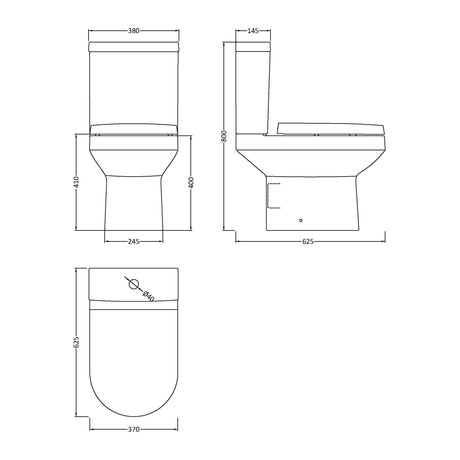Nuie Harmony 380mm Semi Flush-to-Wall Toilet Pan & Cistern – White, photo 3