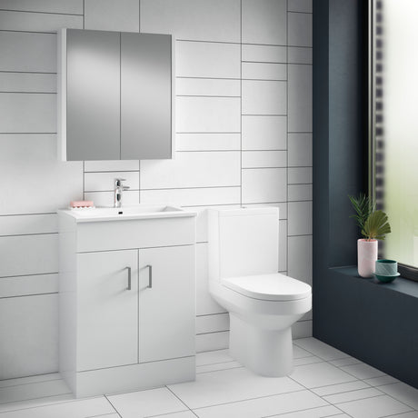 Nuie Harmony 380mm Semi Flush-to-Wall Toilet Pan & Cistern – White, photo 4