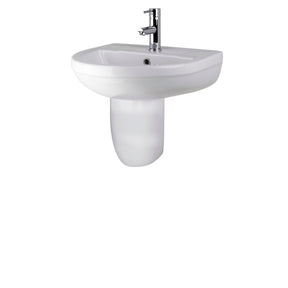 Nuie Harmony 500mm 1 Tap Hole Ceramic Basin & Semi Pedestal – White