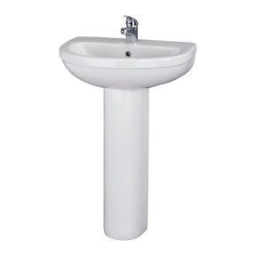 Nuie Ivo 550mm 1 Tap Hole Ceramic Basin & Pedestal – White, photo 2