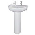 Nuie Ivo 550mm 2 Tap Hole Ceramic Basin & Pedestal – White