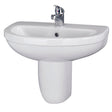 Nuie Ivo 550mm 1 Tap Hole Ceramic Basin & Semi Pedestal – White, photo 2
