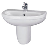 Nuie Ivo 550mm 1 Tap Hole Ceramic Basin & Semi Pedestal – White, photo 2