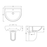 Nuie Ivo 550mm 1 Tap Hole Ceramic Basin & Semi Pedestal – White, photo 3