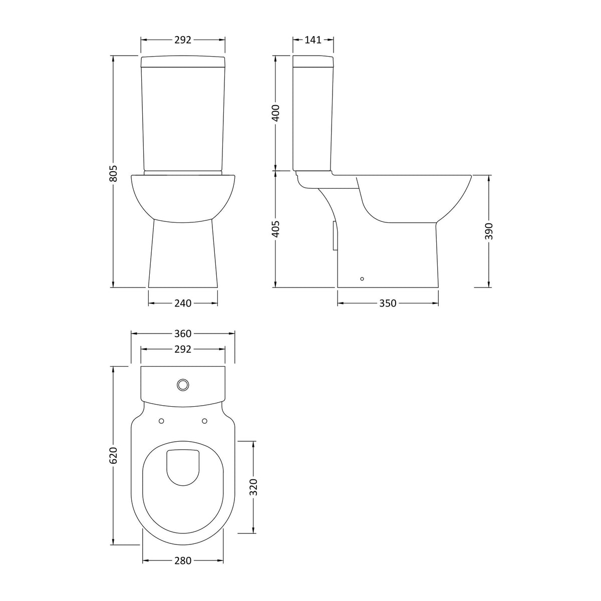 Nuie Provost Short Projection Close Coupled Toilet – White, photo 3