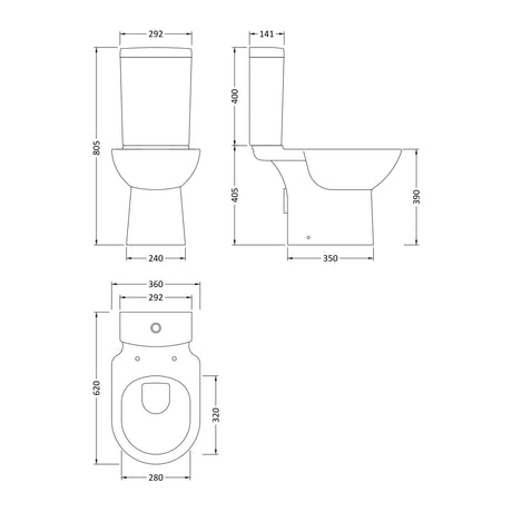 Nuie Provost Short Projection Close Coupled Toilet – White, photo 3