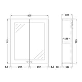Nuie Classique 600mm 2 Door Wall Hung Mirror Cabinet, photo 6