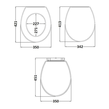 Nuie Classique Round Wooden Soft Close Traditional Toilet Seat With Quick Release Hinge – Soft Black, Satin White, Satin Grey or Satin Green, photo 6