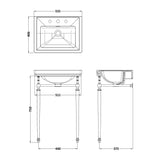 Nuie Carlton 530mm 3 Tap Hole Traditional Ceramic Basin With Stand – White, photo 3